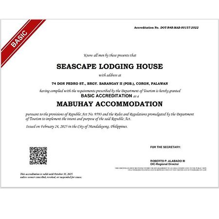 Seascape Lodging House Coron Exterior foto